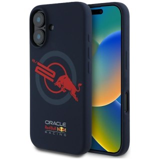 Red Bull HC Silicone Logo Red Lining MagSafe - Etui iPhone 16 (granatowy)