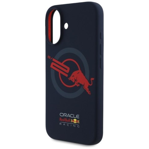Red Bull HC Silicone Logo Red Lining MagSafe - Etui iPhone 16 (granatowy)