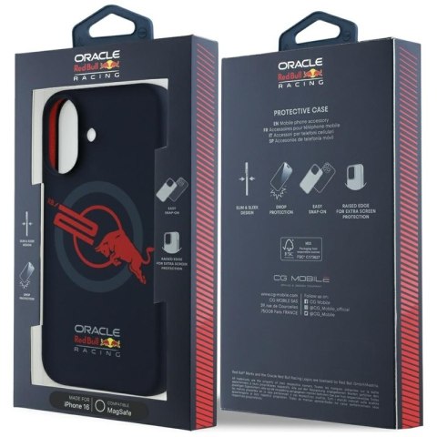 Red Bull HC Silicone Logo Red Lining MagSafe - Etui iPhone 16 (granatowy)