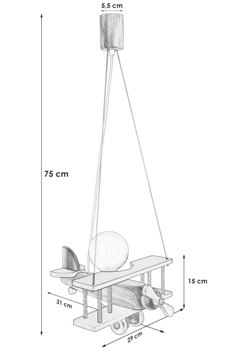 Lampa wisząca Samolot mały błękitno-biały