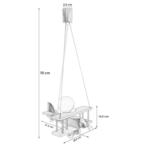 Lampa wisząca Samolot mały niebiesko-czarny-czerwony