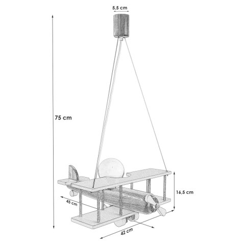 Lampa wisząca Samolot duży różowo-biały