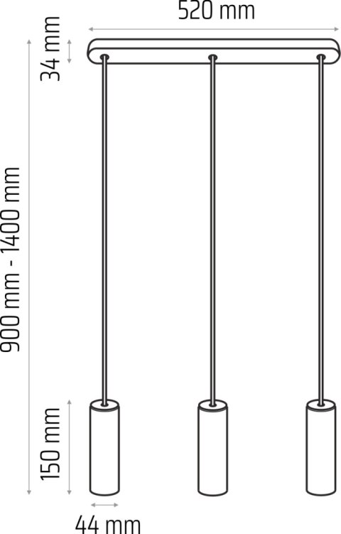 Lampa wisząca czarna Madera 3pł