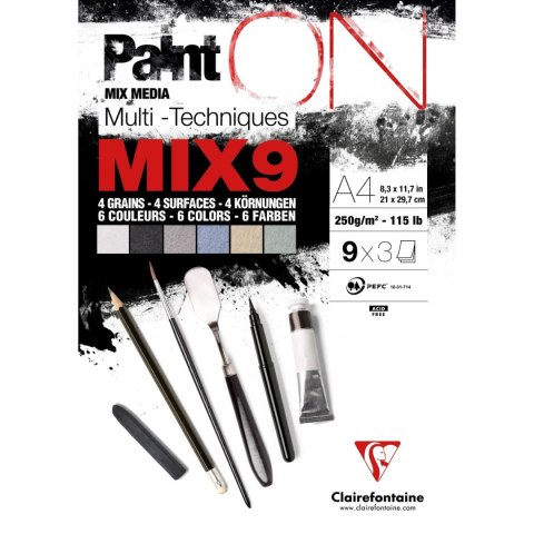 Blok papieru Mixmedia 9x3 ark. A4, 250g