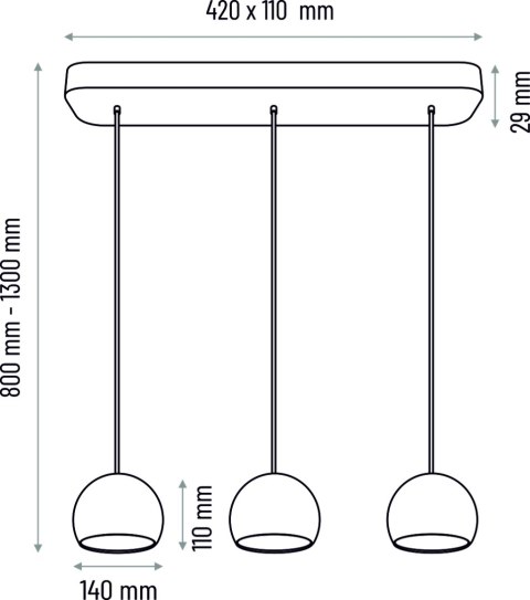 Lampa wisząca czarna Balli Kule 3pł