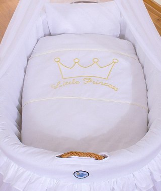 Kosz Mojżesza wiklinowy z baldachimem- Little Prince biały