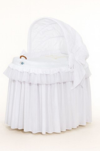 Kosz Mojżesza wiklinowy ze składaną budką - Little Prince biały