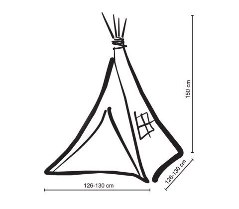 Namiot Tipi dla dzieci+ zawieszki pióra - Kratka szara - różowy