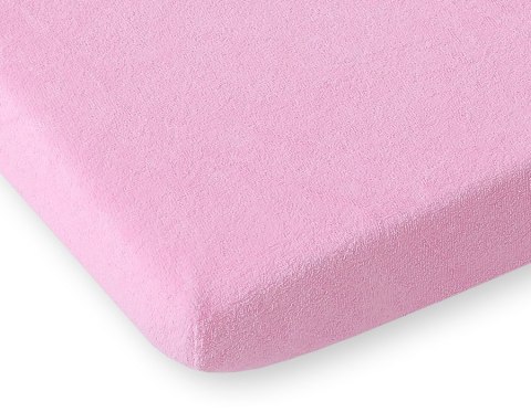 Prześcieradło frotte z gumką do łóżeczka 120x60cm - różowe