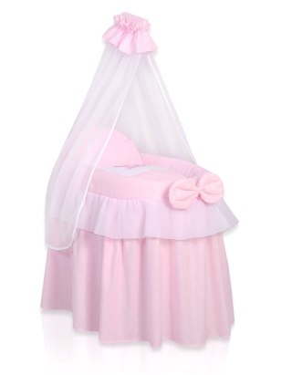 Wózek dla lalek Kosz Mojżesza dla lalek z baldachimem LITTLE PRINCESS różowy