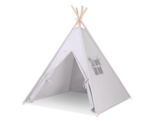 Namiot Tipi dla dzieci + zawieszki pióra - szary