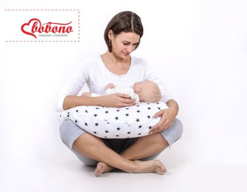 Poduszka rogal do karmienia fasolka + zdejmowana poszewka - zające w autkach szare