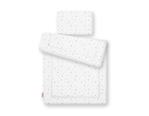 Komplet pościeli dla niemowląt z wypełnieniem 2-cz 75x100cm NEWBORN - mini gwiazdki szare