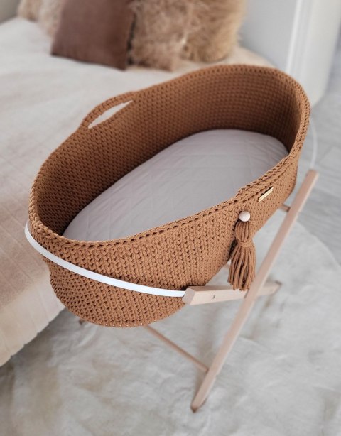 Kosz Mojżesza BOHO bawełniany Handmade z materacykiem - caramel