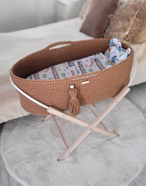 Kosz Mojżesza BOHO bawełniany Handmade z materacykiem - caramel