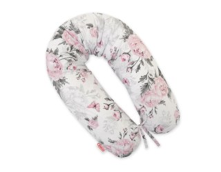 Poduszka ciążowa Longer dla kobiet w ciąży do spania + zdejmowana poszewka - Romantic peonies
