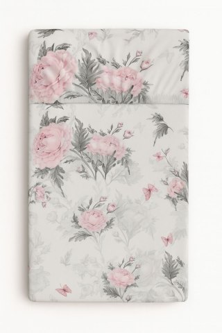 Prześcieradło bawełniane z gumką do łóżeczka 120x60 cm - romantic peonies