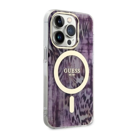 Guess Leopard MagSafe - Etui iPhone 14 Pro Max (Różowy)