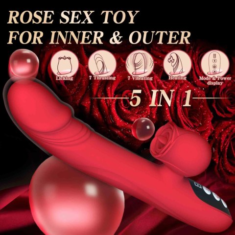 Silicone Vibrator 7 Powerful Modes - 
Licking, 7 Thrusting
Heating, Red