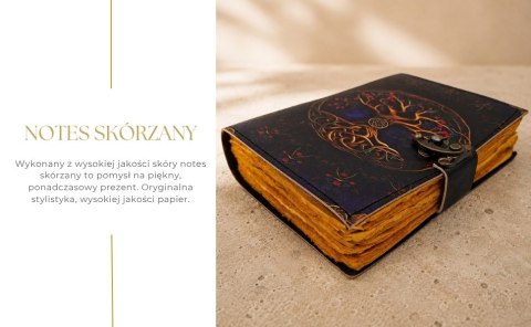 Notes Skórzany Vintage Retro 200 stron - Skóra Kozia - Drzewo Życia - AH18