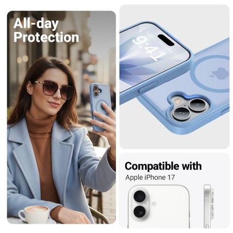 Crong Hybrid Matte Magnetic - Etui MagSafe iPhone 17 (niebieski)