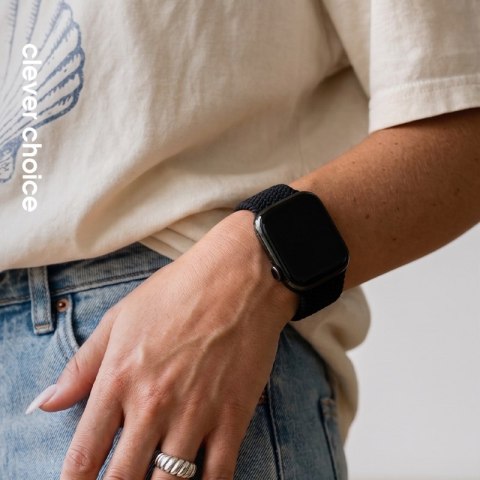 Crong Wave Band - Pleciony pasek do Apple Watch 38/40/41/42 mm (czarny)