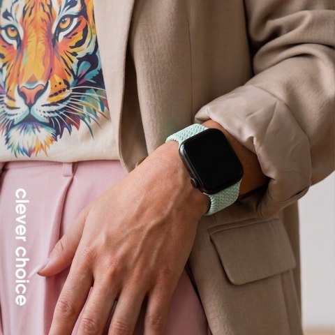 Crong Wave Band - Pleciony pasek do Apple Watch 38/40/41/42 mm (miętowy)