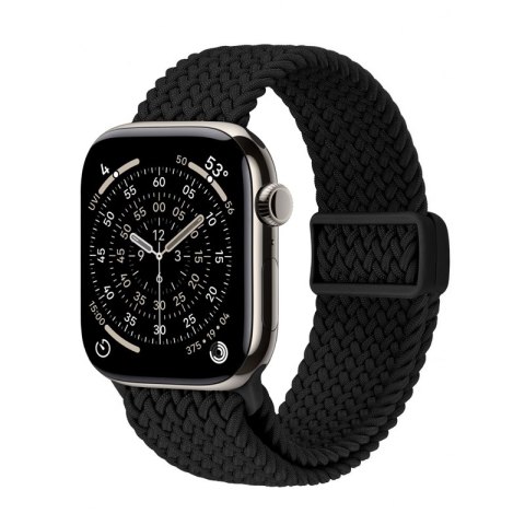 Crong Wave Band - Pleciony pasek do Apple Watch 44/45/46/49 mm (czarny)