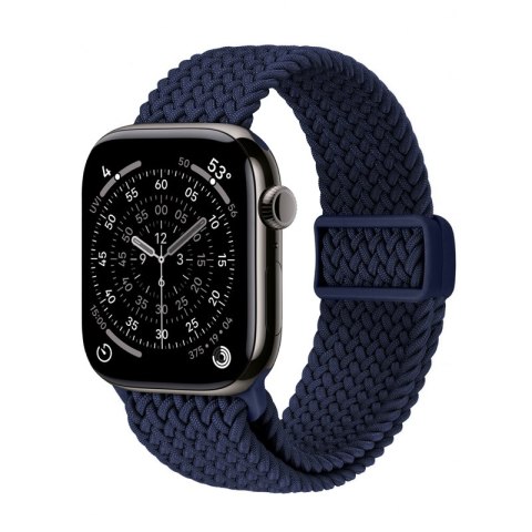 Crong Wave Band - Pleciony pasek do Apple Watch 44/45/46/49 mm (granatowy)