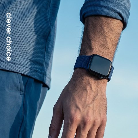 Crong Wave Band - Pleciony pasek do Apple Watch 44/45/46/49 mm (granatowy)