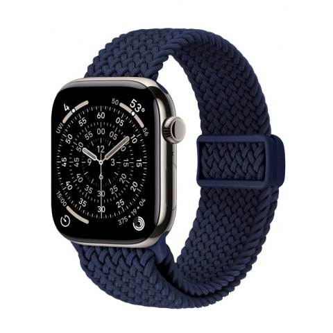 Crong Wave Band - Pleciony pasek do Apple Watch 44/45/46/49 mm (granatowy)