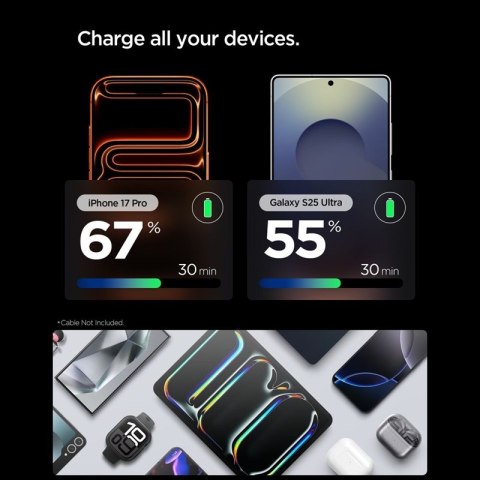Spigen Essential EE301EU GaN - Ładowarka sieciowa USB-C PD PPS 30W (Natural Titanium)