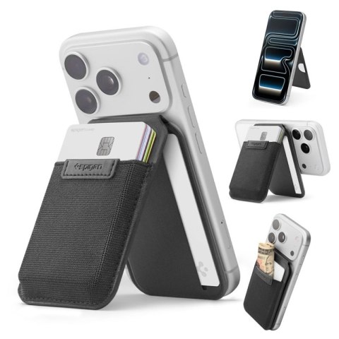 Spigen Slim Fold S314-4 MagSafe - Portfel magnetyczny z funkcją podstawki (Black)