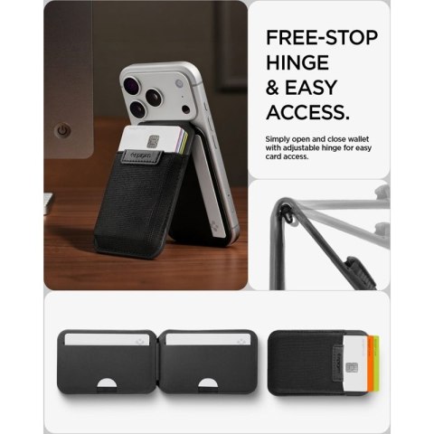 Spigen Slim Fold S314-4 MagSafe - Portfel magnetyczny z funkcją podstawki (Black)