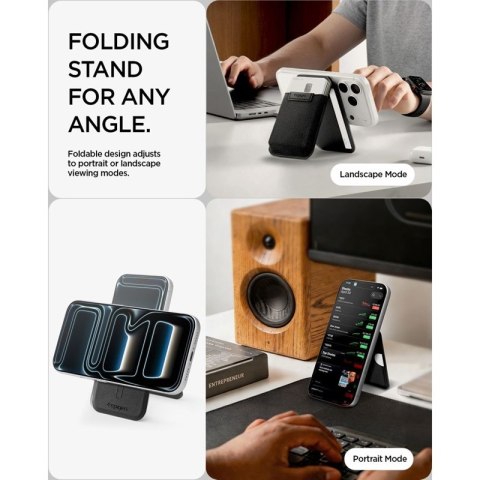 Spigen Slim Fold S314-4 MagSafe - Portfel magnetyczny z funkcją podstawki (Black)