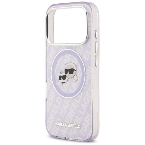 Karl Lagerfeld IML Glitter Karl & Choupette Heads Logo MagSafe - Etui iPhone 17 Pro Max (fioletowy)