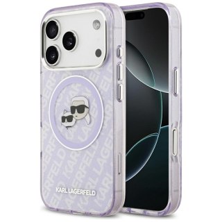 Karl Lagerfeld IML Glitter Karl & Choupette Heads Logo MagSafe - Etui iPhone 17 Pro (fioletowy)