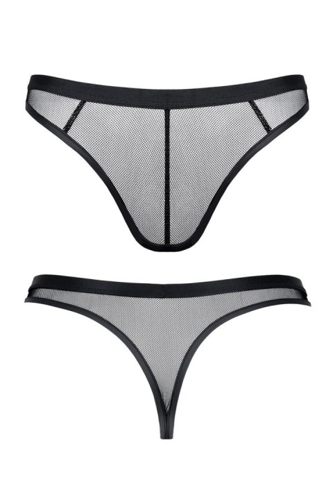 Męskie stringi z elastycznej siatki L