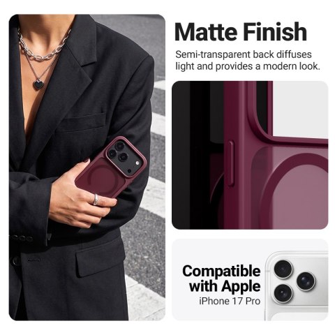 Crong Hybrid Matte Magnetic - Etui MagSafe iPhone 17 Pro (burgundowy)