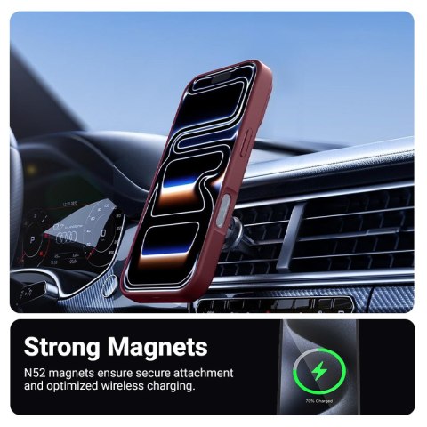 Crong Hybrid Matte Magnetic - Etui MagSafe iPhone 17 Pro (burgundowy)