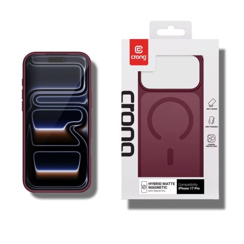 Crong Hybrid Matte Magnetic - Etui MagSafe iPhone 17 Pro (burgundowy)