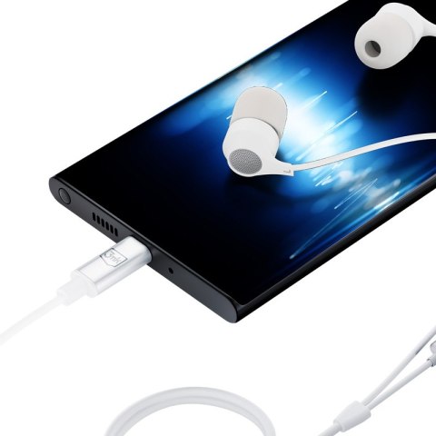3mk Wired Earphones USB-C - Słuchawki przewodowe dokanałowe (Biały)