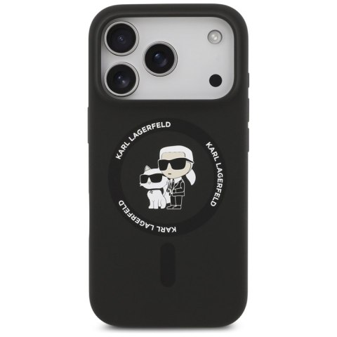 Karl Lagerfeld Silicone Karl & Choupette Ring MagSafe - Etui iPhone 17 Pro Max (czarny)
