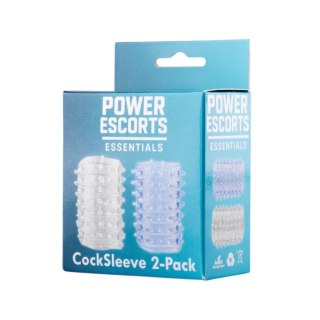 Power Escorts - BR338 - Textured Penis Sleeves - 2-Pack Clear Blue