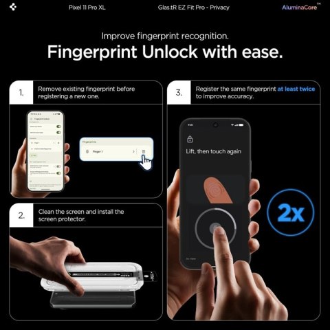 Spigen Glas.tR EZ Fit Pro AC Privacy 2-Pack - Hartowane szkło prywatyzujące do Google Pixel 9 Pro XL / 10 Pro XL / 11 Pro XL (2 