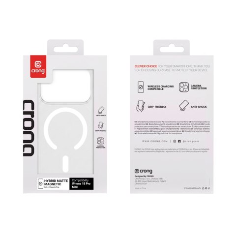 Crong Hybrid Matte Magnetic - Etui MagSafe iPhone 18 Pro Max / 17 Pro Max (biały)