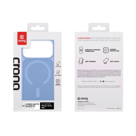 Crong Hybrid Matte Magnetic - Etui MagSafe iPhone 18 Pro Max / 17 Pro Max (niebieski)