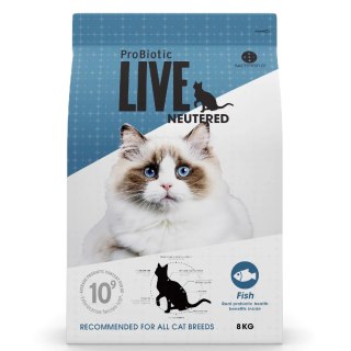 ProBiotic LIVE - sucha karma dla kotów sterylizowanych, kastrowanych - ryba - 8kg