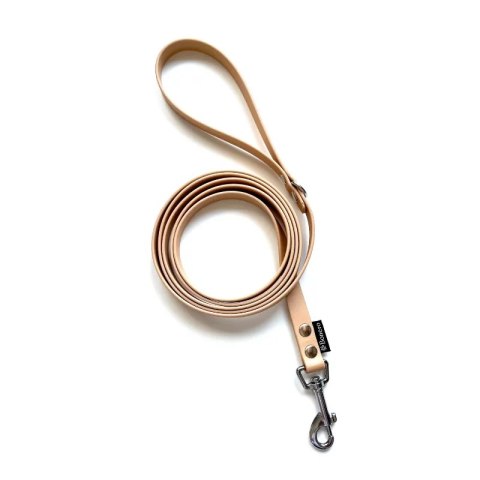Smycz klasyczna z BioThane® zapięcie spustowe, okucia czarne - złota 160cm - 16mm