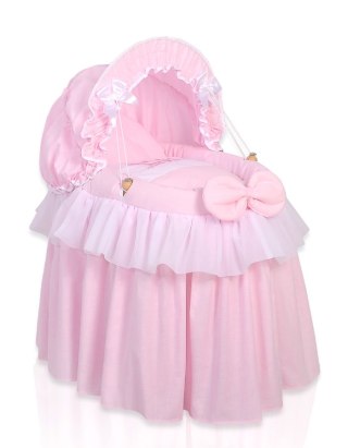 Wózek dla lalek Kosz Mojżesza dla lalek z budką LITTLE PRINCESS różowy
